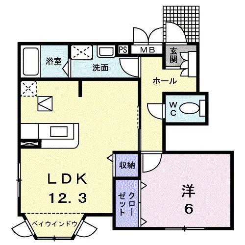 アルカンシエル(1LDK/1階)の間取り写真