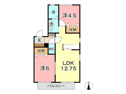トゥール・トロー B棟(2LDK/1階)の間取り写真