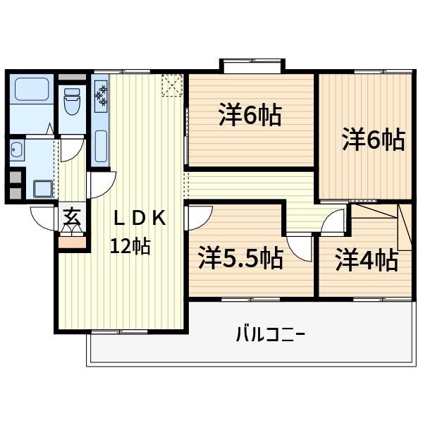 ジュネス戸田(4LDK/3階)の間取り写真