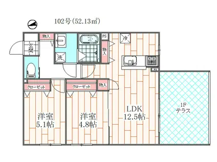 セレーナ(2LDK/1階)の間取り写真