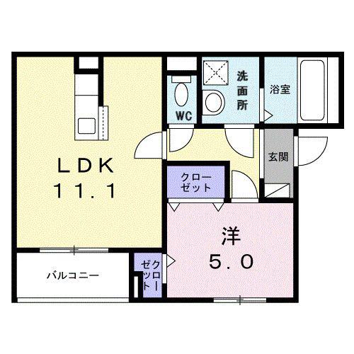 ポルテボヌール本牧(1LDK/2階)の間取り写真