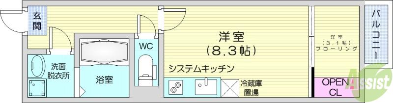 CREST(1LDK/2階)の間取り写真