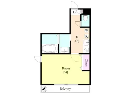 ロイヤルオーク(1K/3階)の間取り写真