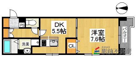 ユウメイトビル(1DK/2階)の間取り写真