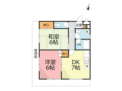 ルミエール湘南(2DK/1階)の間取り写真