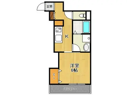 プレジール今津駅前(1K/3階)の間取り写真