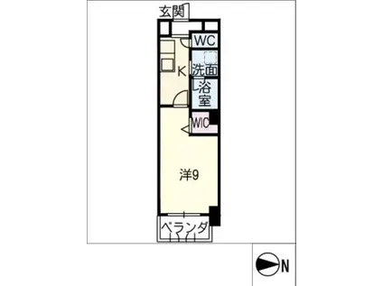 グランテラス港(1K/7階)の間取り写真