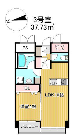 PAXレジデンス(1LDK/4階)の間取り写真