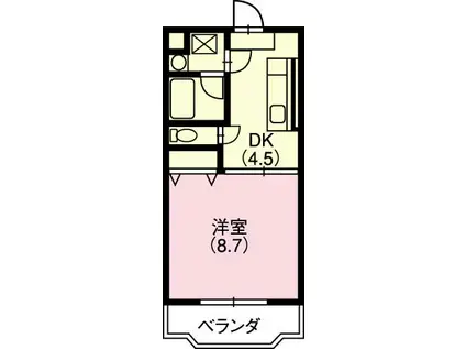 ヴェルジェ(1DK/1階)の間取り写真