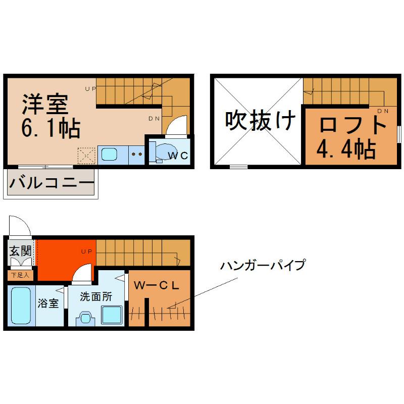 ESPACIO今池(1K/2階)の間取り写真
