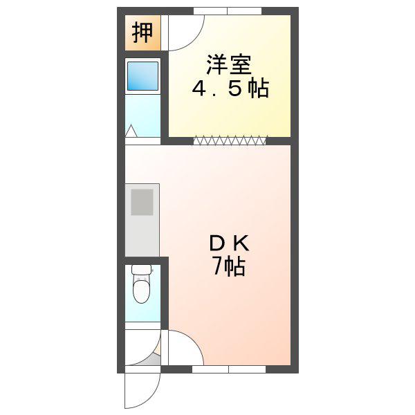 ラビットハイツ(1DK/1階)の間取り写真