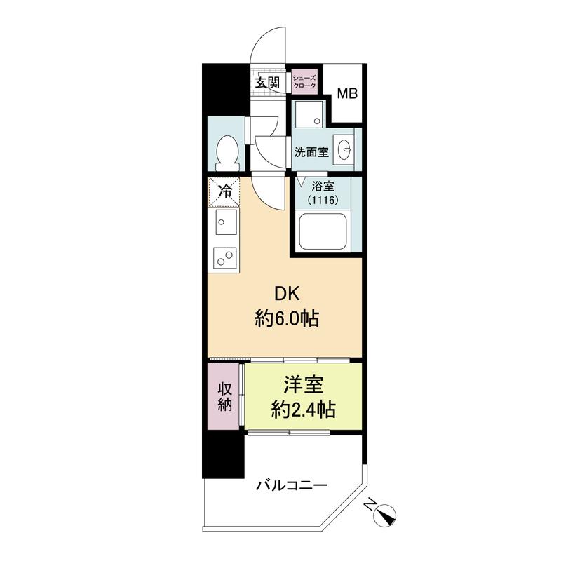 セレニテ元町アリエ(1DK/11階)の間取り写真