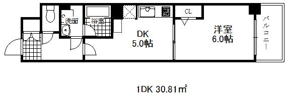 バックス神戸ウエスト(1DK/11階)の間取り写真