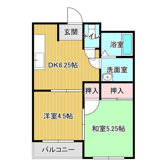 メゾンエイト(2DK/1階)の間取り写真