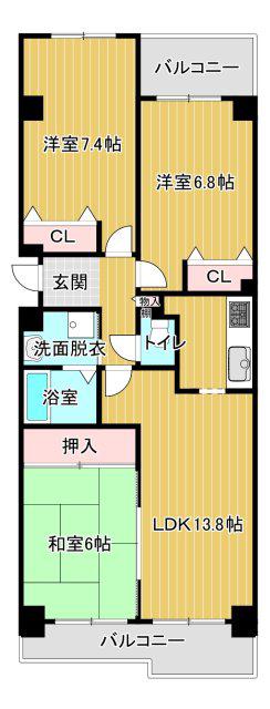 ジェイハイム東浜松(3LDK/9階)の間取り写真
