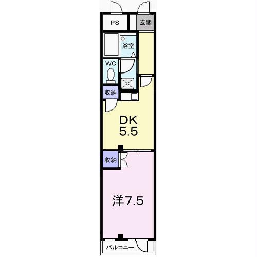 メゾンソレイユ(1DK/4階)の間取り写真
