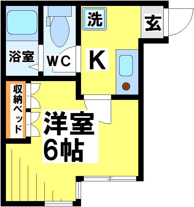 クロックヒル(1K/1階)の間取り写真
