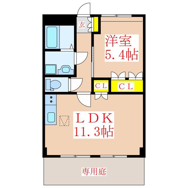 レイクレアII(1LDK/1階)の間取り写真