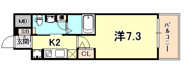 エステムプラザ神戸水木通グランクロス(1K/5階)の間取り写真