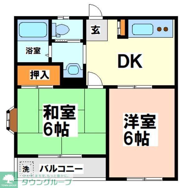 向新ハイツ(2DK/2階)の間取り写真