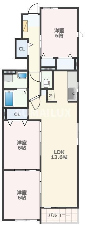 VILLA MIDDY I(3LDK/1階)の間取り写真