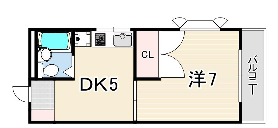 城ノ下ハイツA棟(1DK/1階)の間取り写真