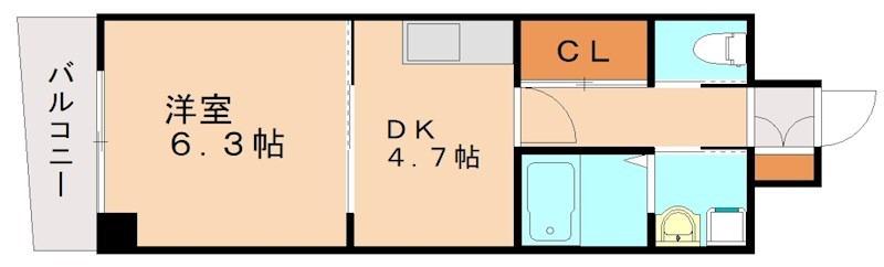 S-FORT小倉(1DK/4階)の間取り写真