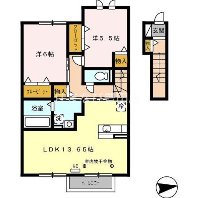 シャロン(2LDK/2階)の間取り写真