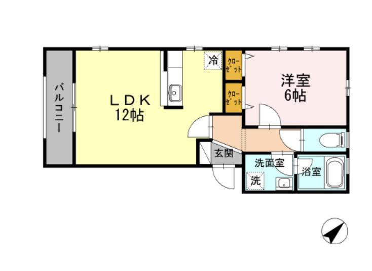 プランドール代々木(1LDK/1階)の間取り写真