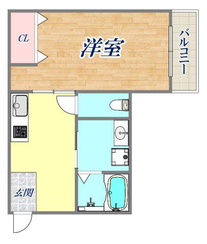 ヴェルメゾン西宮池開町(1K/1階)の間取り写真