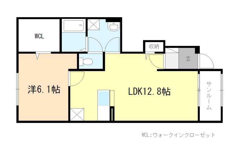 クレメント木津八ヶ坪A・B(1LDK/1階)の間取り写真