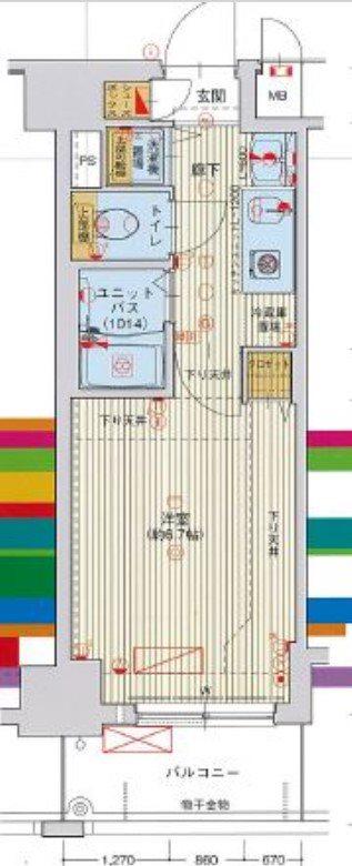ライジングコート名古屋駅前東(1K/3階)の間取り写真