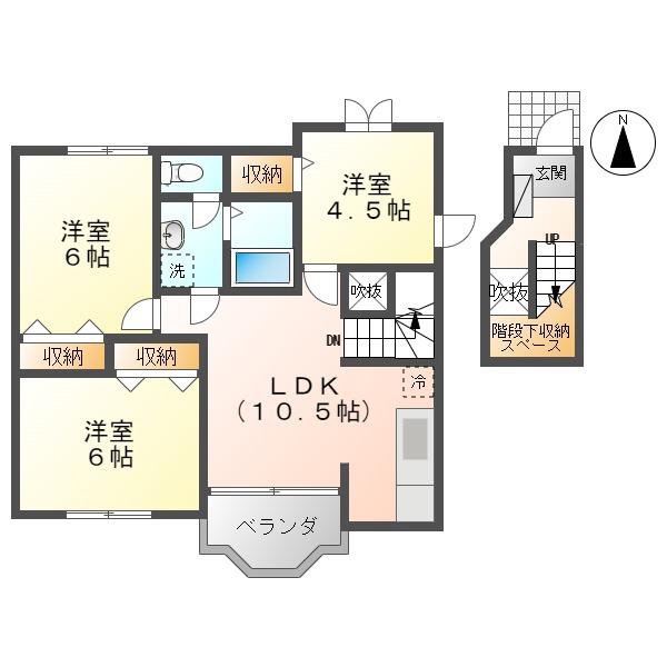 コンフォール・ドミール(3LDK/2階)の間取り写真