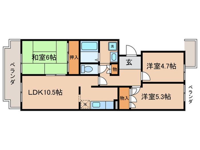 笠山清水マンション(3LDK/3階)の間取り写真