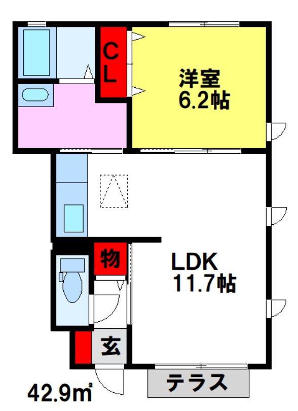 メゾンドカメリア(1LDK/1階)の間取り写真