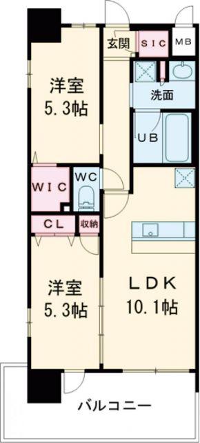 スプランティッド中百舌鳥(2LDK/7階)の間取り写真