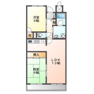 千里ピュアーライフ(2LDK/4階)の間取り写真