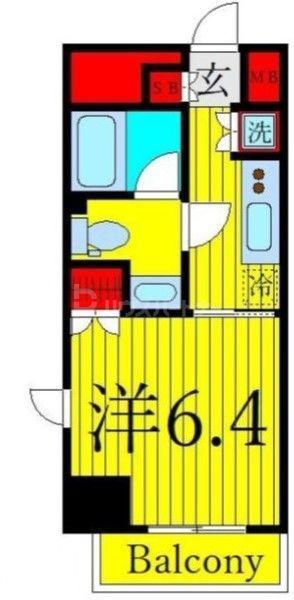 グランフォース町屋(1K/13階)の間取り写真