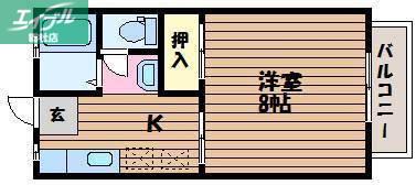 コーポ・レーベンB(1K/1階)の間取り写真