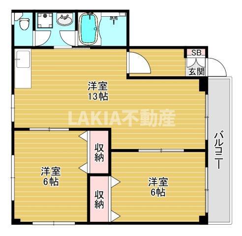リブミラージュ(2LDK/2階)の間取り写真