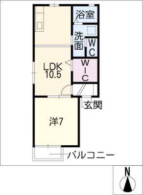 フロンティア大手(1LDK/2階)の間取り写真