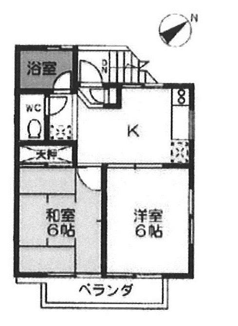 一の鳥居ガーデンハウス(2DK/2階)の間取り写真