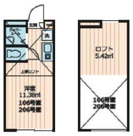 ファイルヒェン平井(ワンルーム/2階)の間取り写真