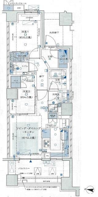 ザ・パークハウス東陽町翠賓閣(2LDK/2階)の間取り写真