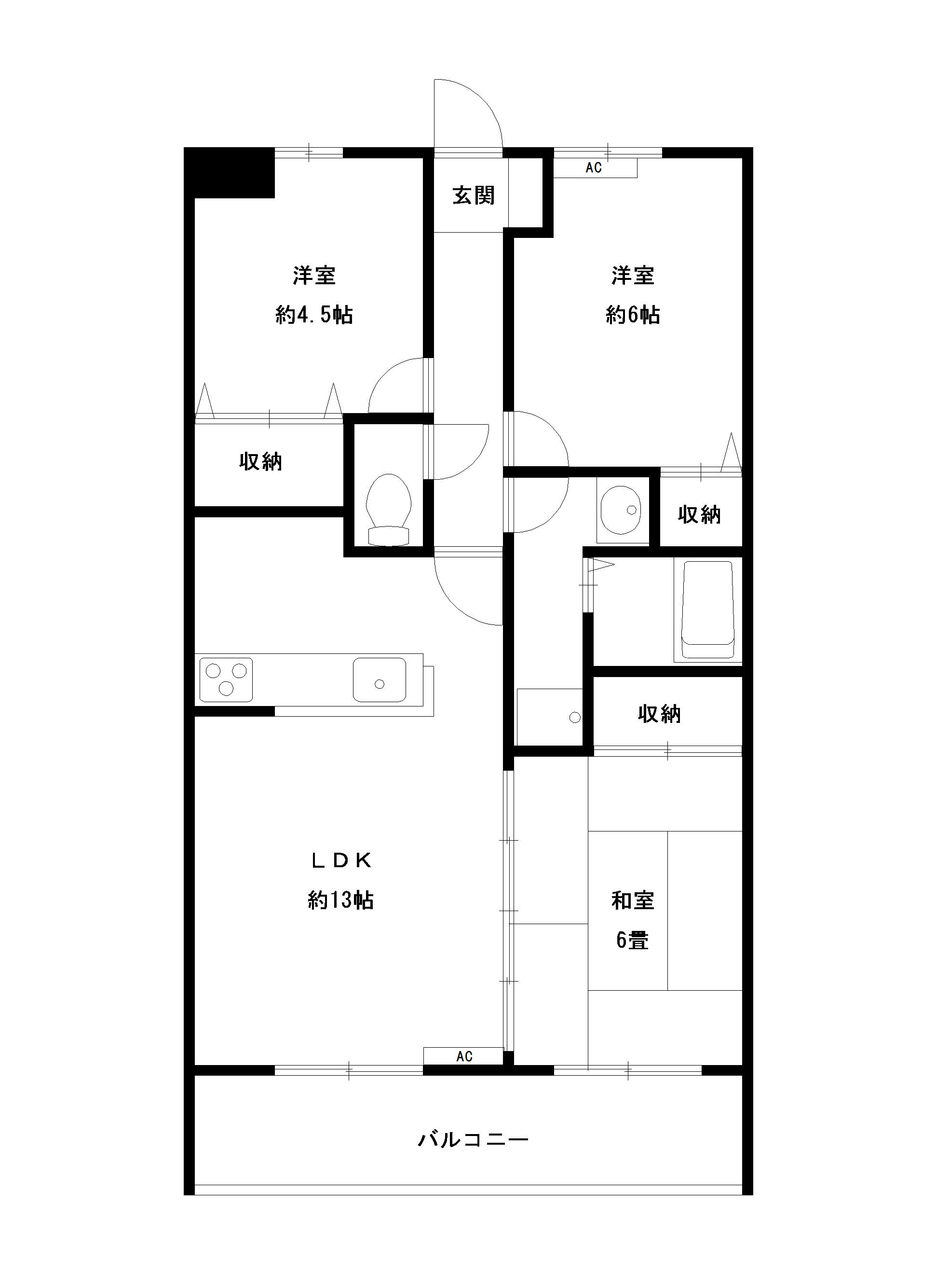 ロイヤルヒルズ老野森(3LDK/5階)の間取り写真