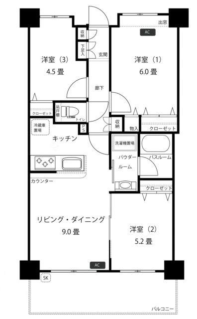 日神パレステージ梅島(3LDK/5階)の間取り写真