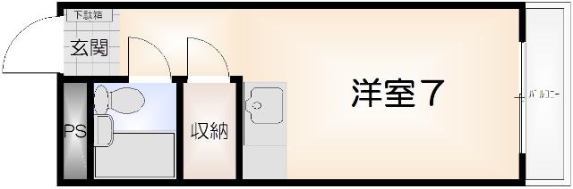 JR牟岐線 阿波富田駅 徒歩19分 3階建 築39年(ワンルーム/3階)の間取り写真