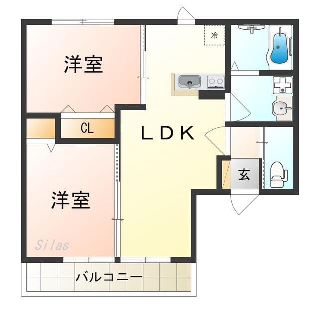 ベストハイム富秋(2LDK/2階)の間取り写真