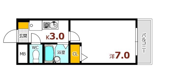 ウェルフェア(1K/3階)の間取り写真