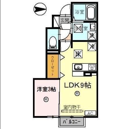 キキョウK.T(1LDK/1階)の間取り写真